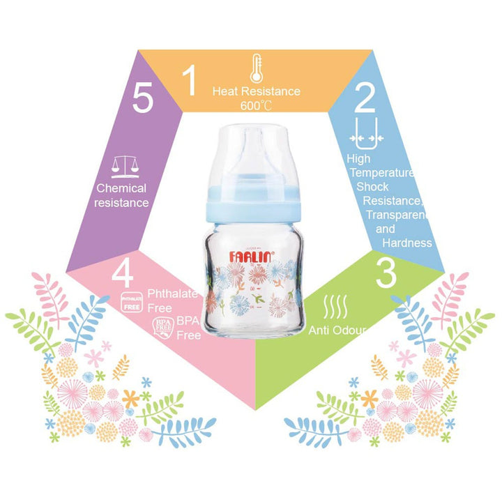 Farlin Flora Series ɑ-33 120ml Glass Feeding Bottle For Baby AB-32005 (B), Pack of 1's - Easy Pharmacy LLC