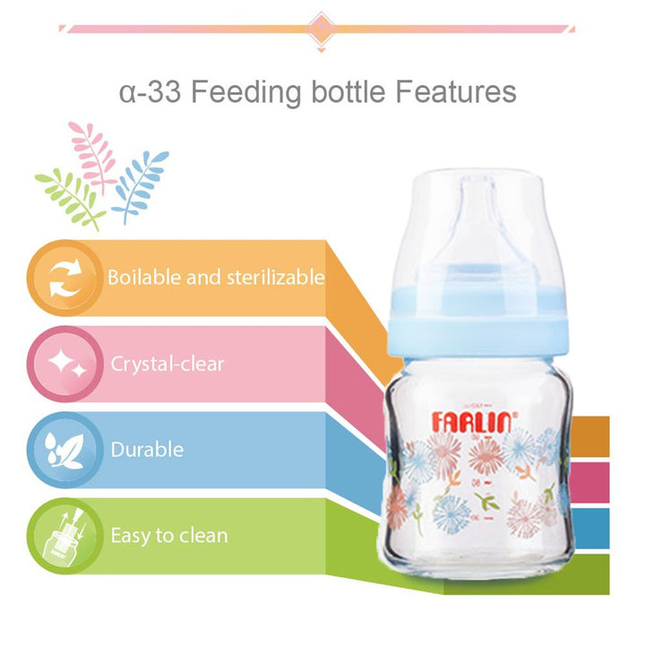 Farlin Flora Series ɑ-33 120ml Glass Feeding Bottle For Baby AB-32005 (B), Pack of 1's - Easy Pharmacy LLC