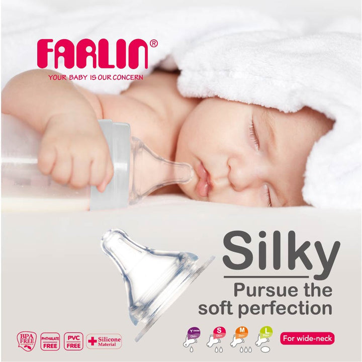 Farlin Anti-Colic Silicone Silky Nipple For Wide Neck Bottle For 9 Months+ Baby Large AC - 22004 (L), Pack of 1's - Easy Pharmacy LLC