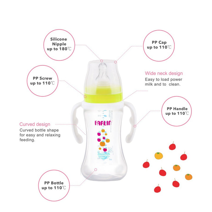Farlin Seasons Series Wide Neck 270ml PP Feeding Bottle With Handle For 3 Months+ Baby, Pack of 1's - Easy Pharmacy LLC