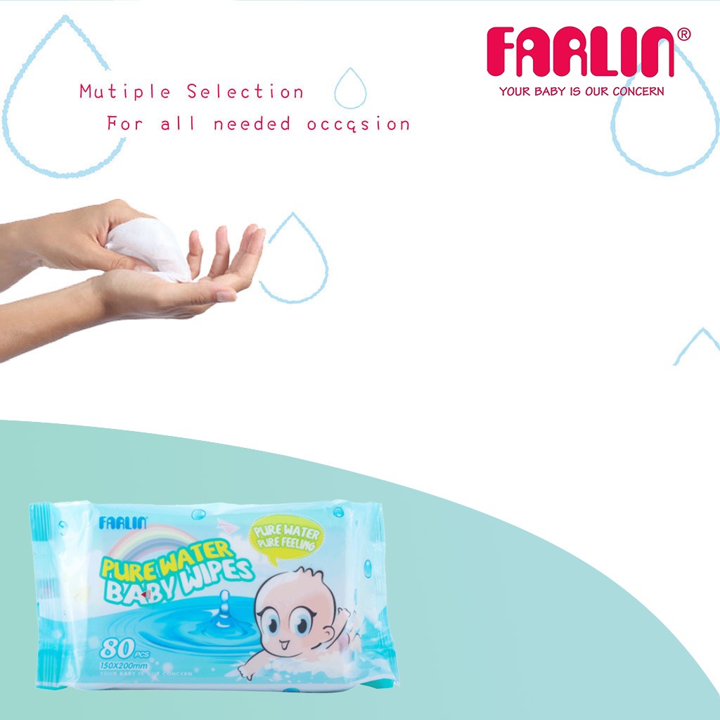 Farlin Pure Water Baby Wet Wipes DT-001, Pack of 80's - Easy Pharmacy LLC