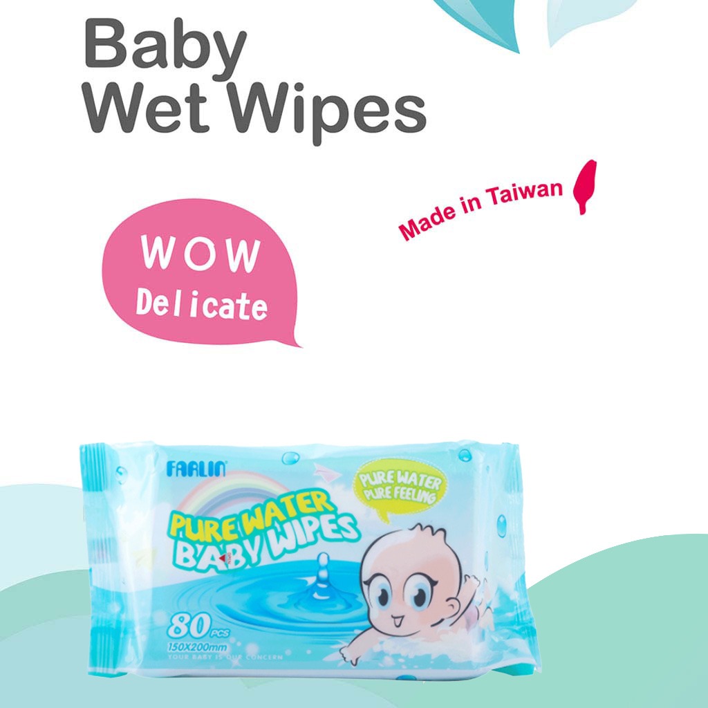 Farlin Pure Water Baby Wet Wipes DT-001, Pack of 80's - Easy Pharmacy LLC
