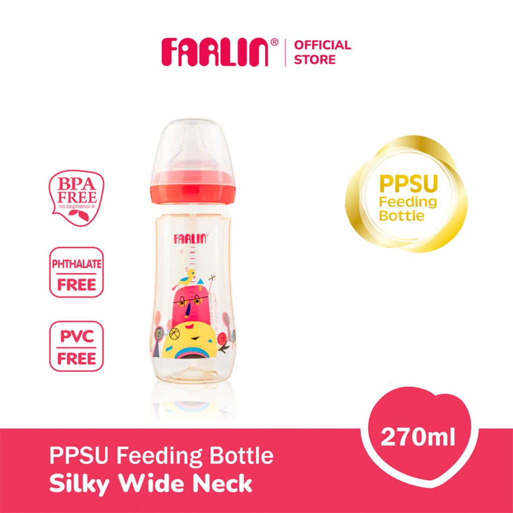 Farlin Silky PPSU Little Artist Collection 270ml Wide Neck Feeding Bottle For Baby AB-92009 (G), Pack of 1's - Easy Pharmacy LLC