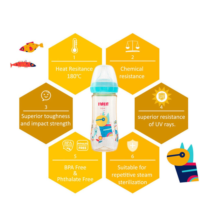Farlin Silky PPSU Little Artist Collection 270ml Wide Neck Feeding Bottle For Baby AB-92009 (B), Pack of 1's - Easy Pharmacy LLC