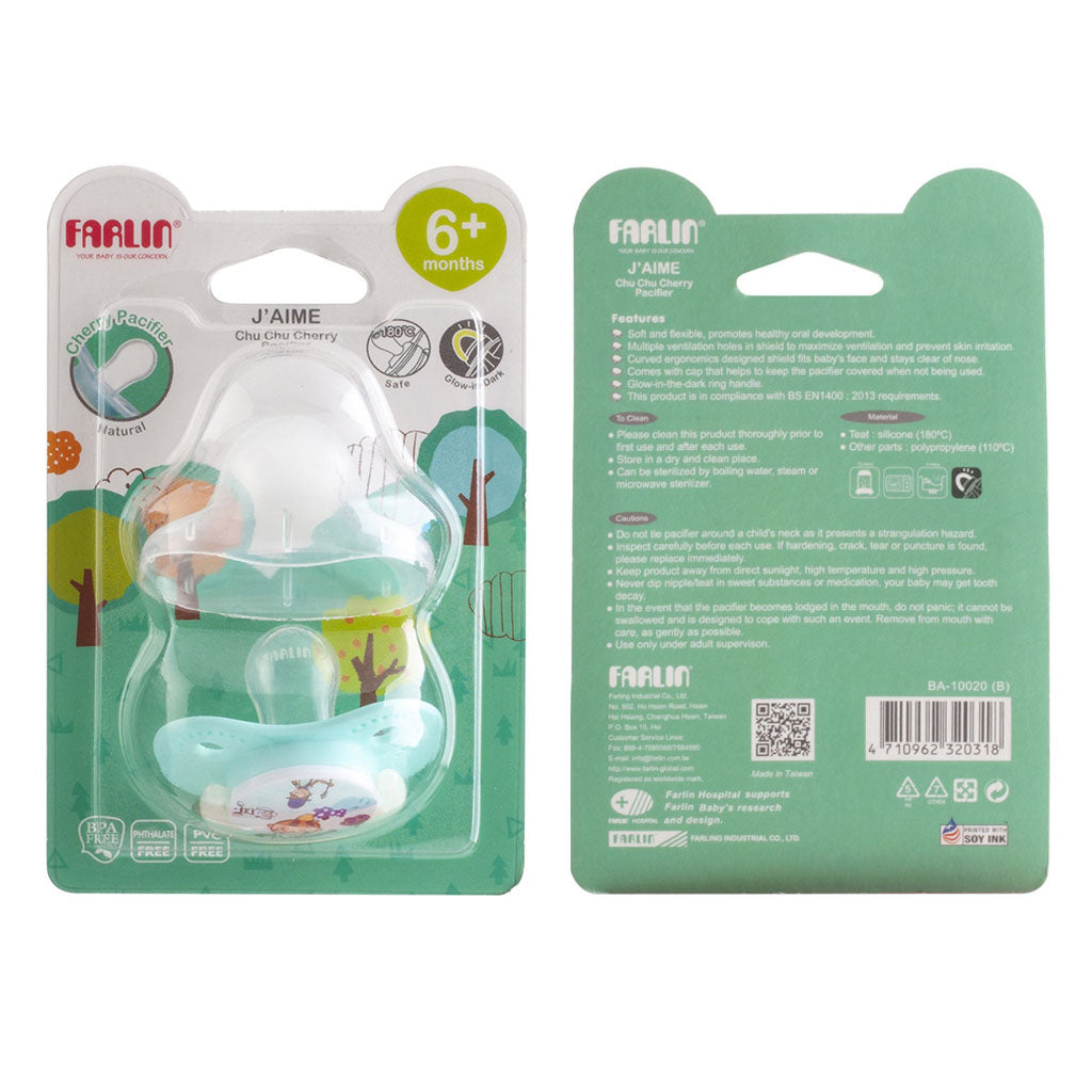 Farlin J'Aime Chu Chu Cherry Pacifier Blue For 6 Months+ Baby BA-10020 (B), Pack of 1's - Easy Pharmacy LLC