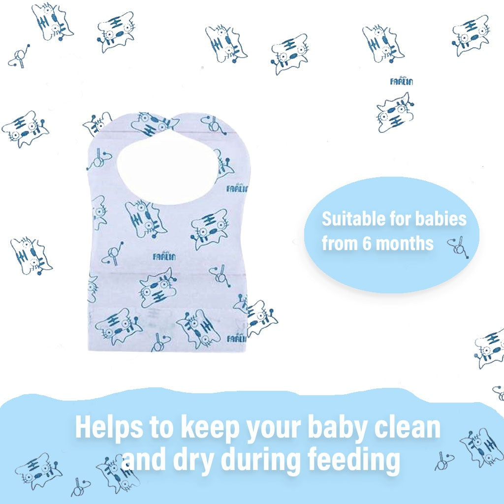 Farlin Disposable Paper Bib For Baby, Blue, Pack of 12's - Easy Pharmacy LLC