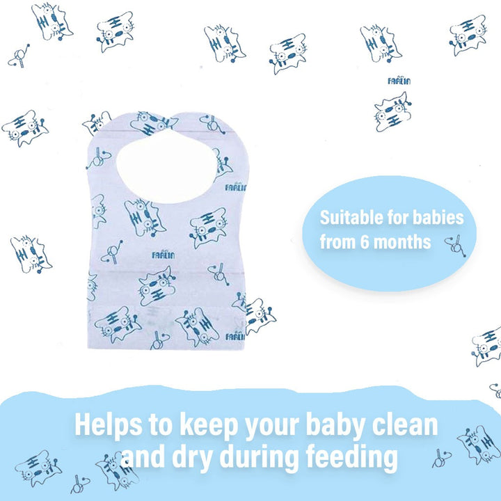 Farlin Disposable Paper Bib For Baby, Blue, Pack of 12's - Easy Pharmacy LLC
