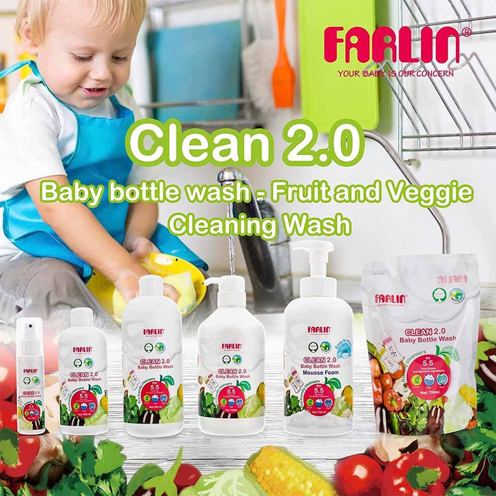 Farlin Clean 2.0 Baby Feeding Bottle Wash Spray 100ml - Easy Pharmacy LLC