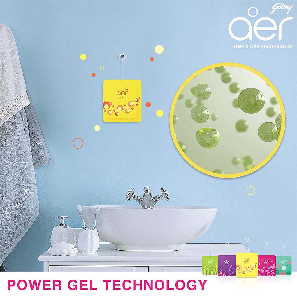 Godrej Aer Power Pocket Bathroom Fragrance - Bright Tangy Delight 10g - Easy Pharmacy LLC