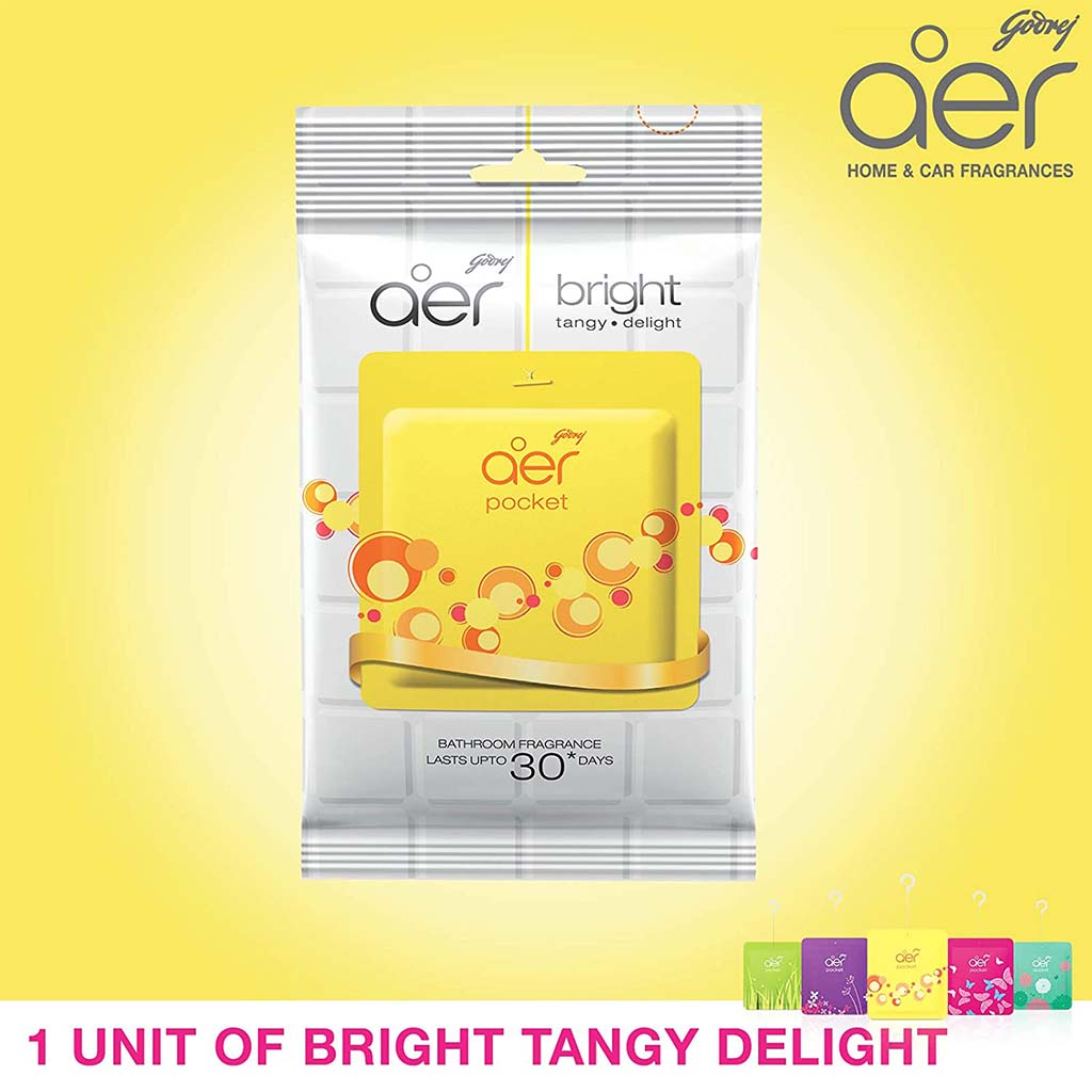 Godrej Aer Power Pocket Bathroom Fragrance - Bright Tangy Delight 10g - Easy Pharmacy LLC
