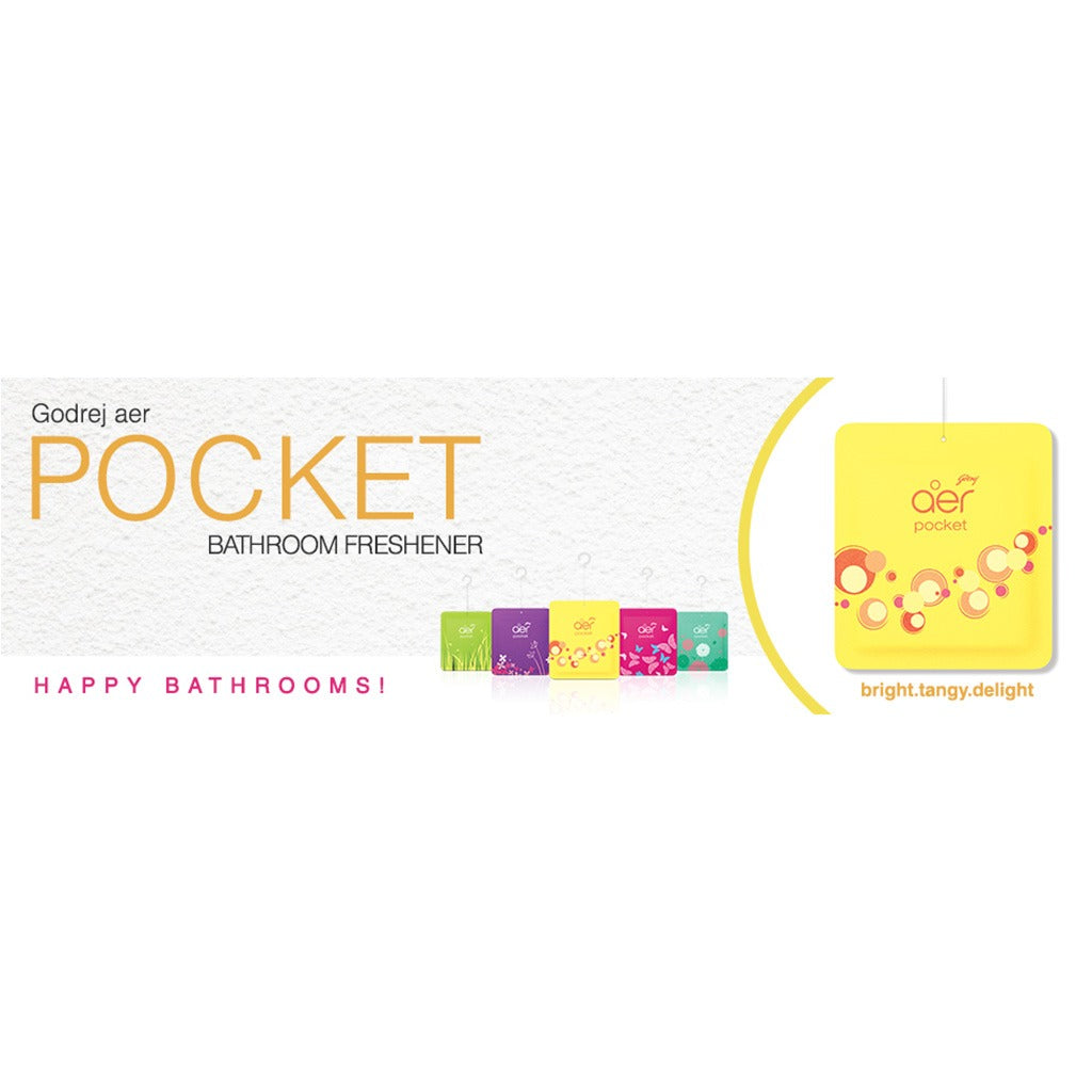 Godrej Aer Power Pocket Bathroom Fragrance - Bright Tangy Delight 10g - Easy Pharmacy LLC
