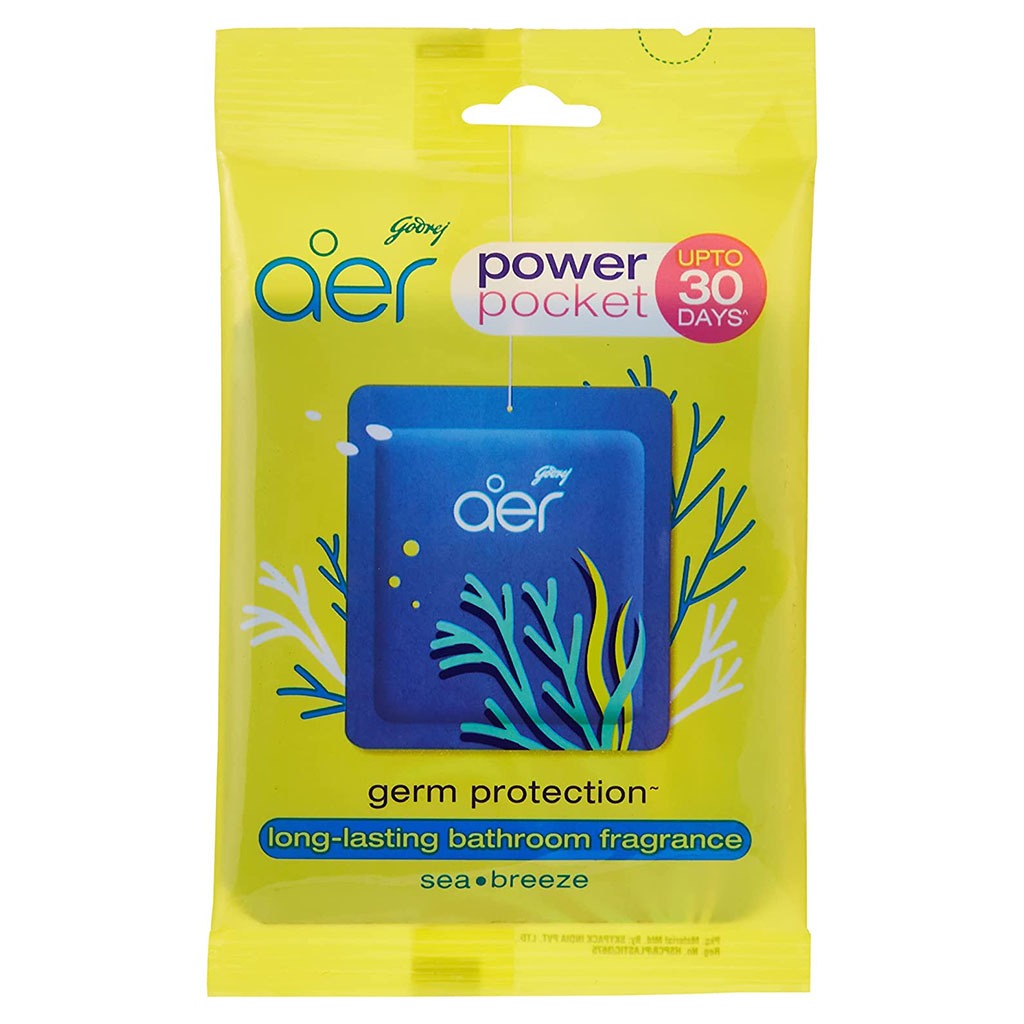 Godrej Aer Power Pocket Germ Protection Long Lasting Bathroom Fragrance - Sea Breeze 10g - Easy Pharmacy LLC