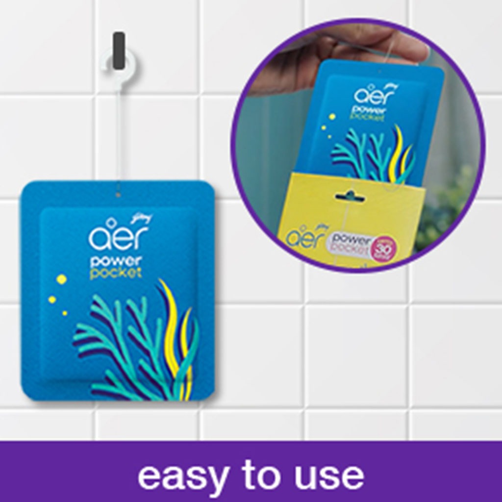 Godrej Aer Power Pocket Germ Protection Long Lasting Bathroom Fragrance - Sea Breeze 10g - Easy Pharmacy LLC