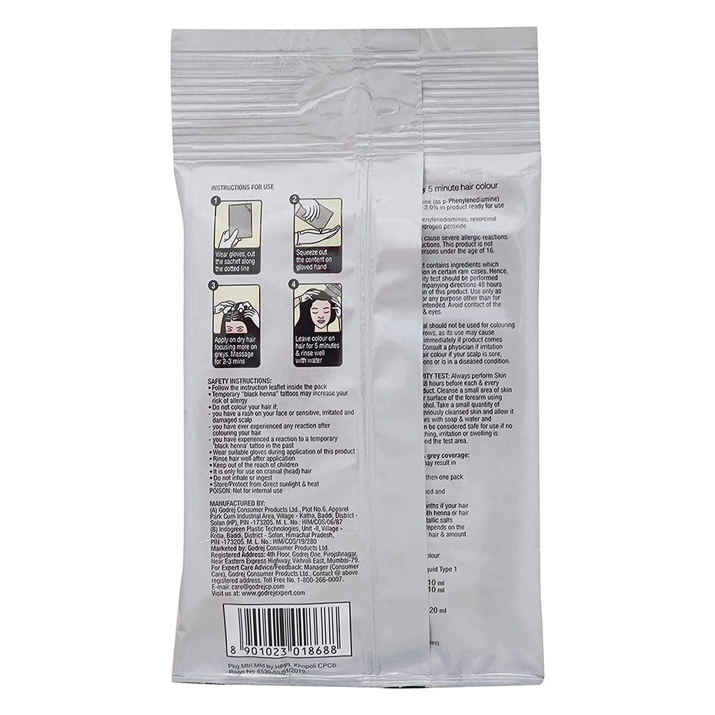 Godrej Expert Easy 5-Minute Hair Color Shampoo With No Ammonia, Natural Black, Pack of 8 x 18ml - Easy Pharmacy LLC