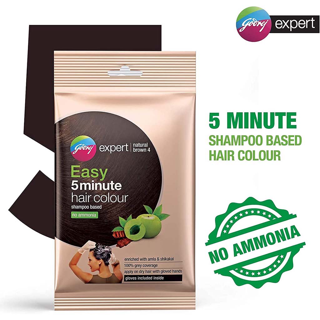 Godrej Expert Easy 5-Minute Hair Color Shampoo With No Ammonia, Natural Brown, Pack of 8 x 18ml - Easy Pharmacy LLC