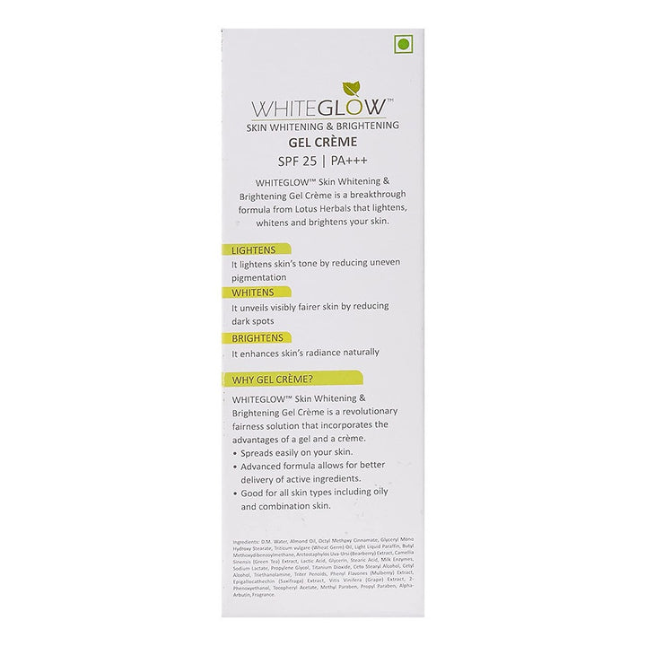 Lotus Herbals Whiteglow Skin Whitening & Brightening Gel Cream SPF 25 PA+++ 18g - Easy Pharmacy LLC