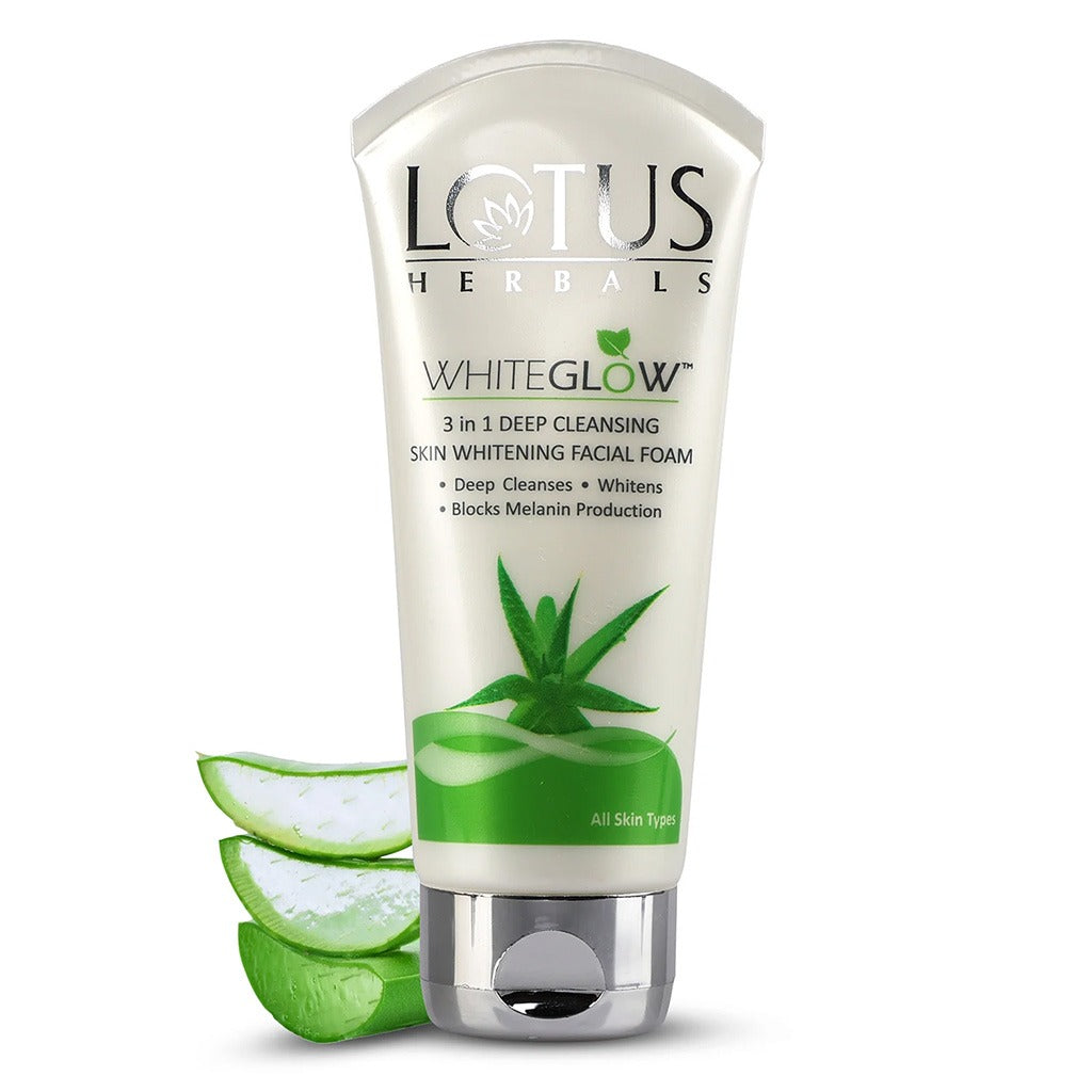 Lotus Herbals Whiteglow 3 In 1 Deep Cleansing Skin Whitening Facial Foam 100g - Easy Pharmacy LLC
