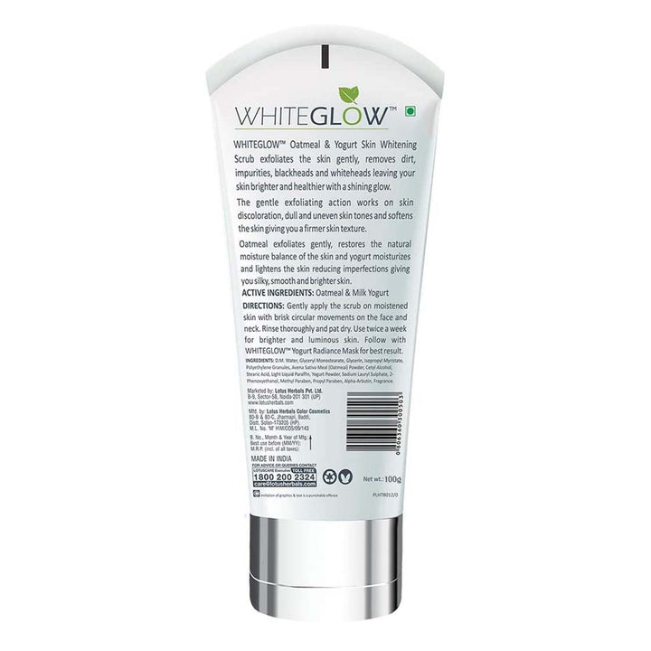 Lotus Herbals Whiteglow Oatmeal & Yogurt Skin Brightening Face Scrub 100g - Easy Pharmacy LLC