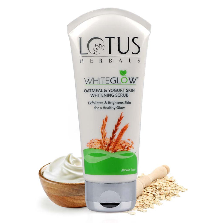 Lotus Herbals Whiteglow Oatmeal & Yogurt Skin Brightening Face Scrub 100g - Easy Pharmacy LLC