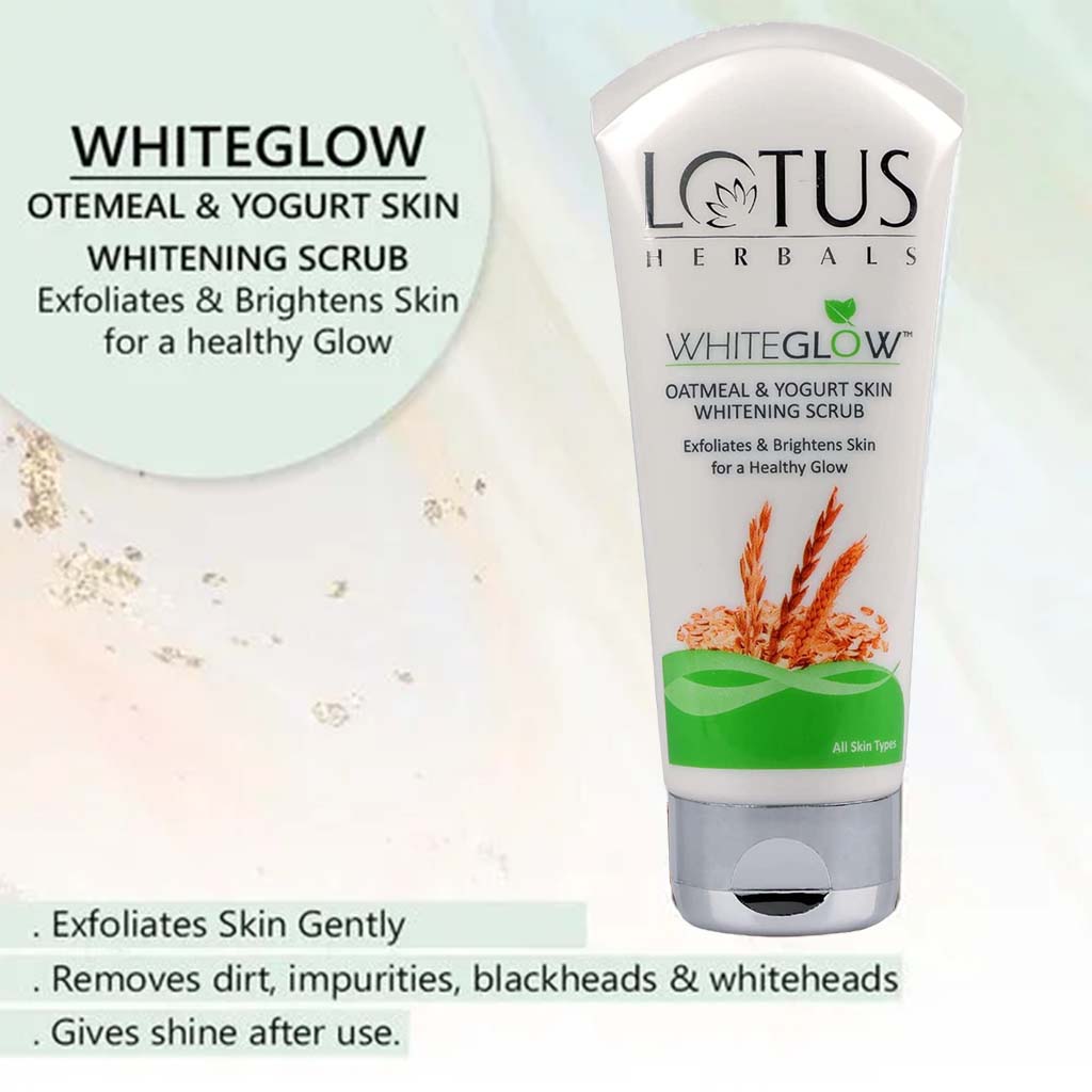 Lotus Herbals Whiteglow Oatmeal & Yogurt Skin Brightening Face Scrub 100g - Easy Pharmacy LLC