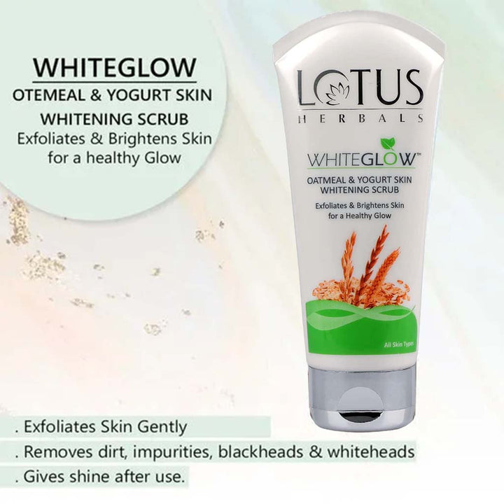 Lotus Herbals Whiteglow Oatmeal & Yogurt Skin Brightening Face Scrub 100g - Easy Pharmacy LLC