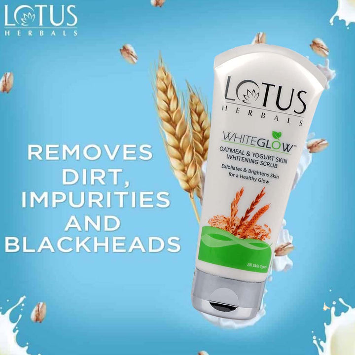 Lotus Herbals Whiteglow Oatmeal & Yogurt Skin Brightening Face Scrub 100g - Easy Pharmacy LLC