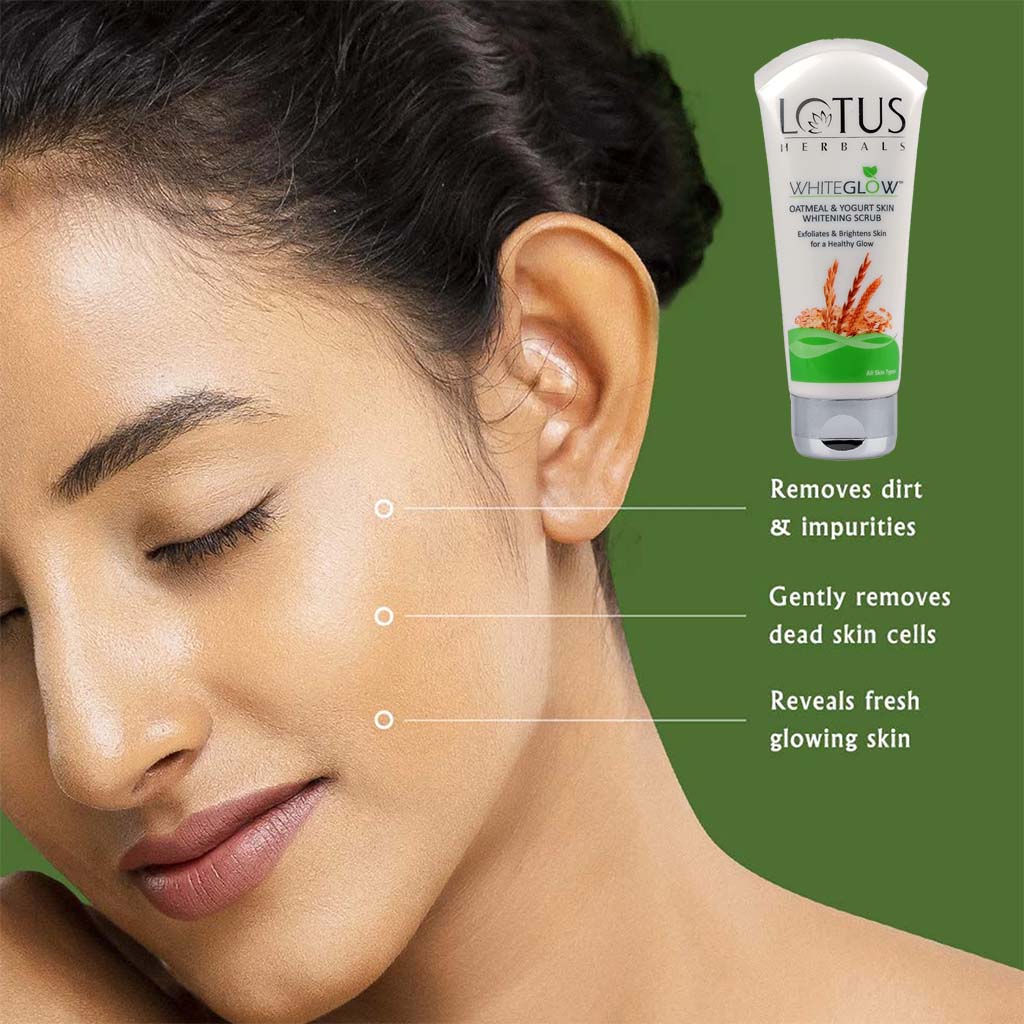 Lotus Herbals Whiteglow Oatmeal & Yogurt Skin Brightening Face Scrub 100g - Easy Pharmacy LLC