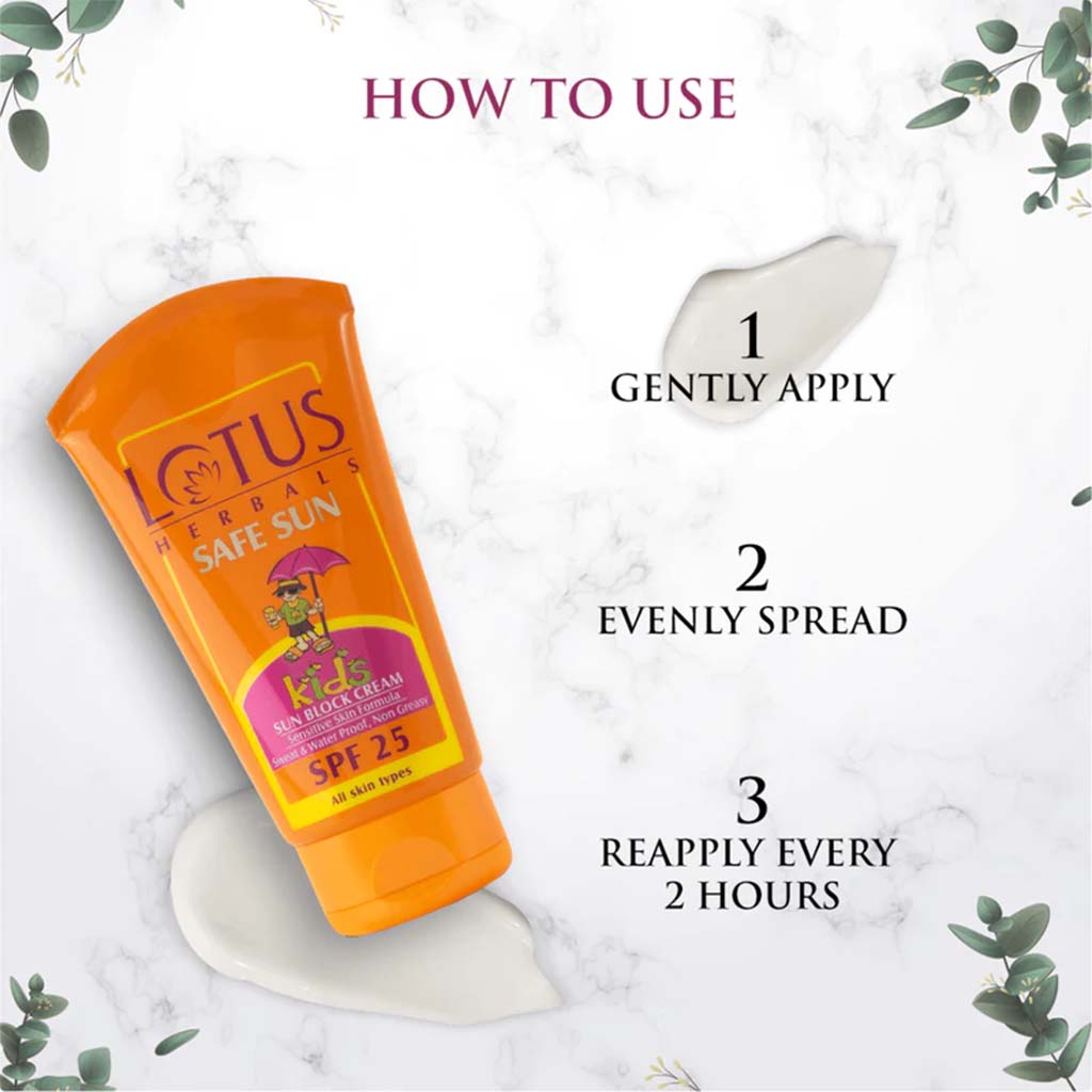 Lotus Herbals Safe Sun SPF 25 Kids Sun Block Cream Sensitive Skin Formula 100g - Easy Pharmacy LLC
