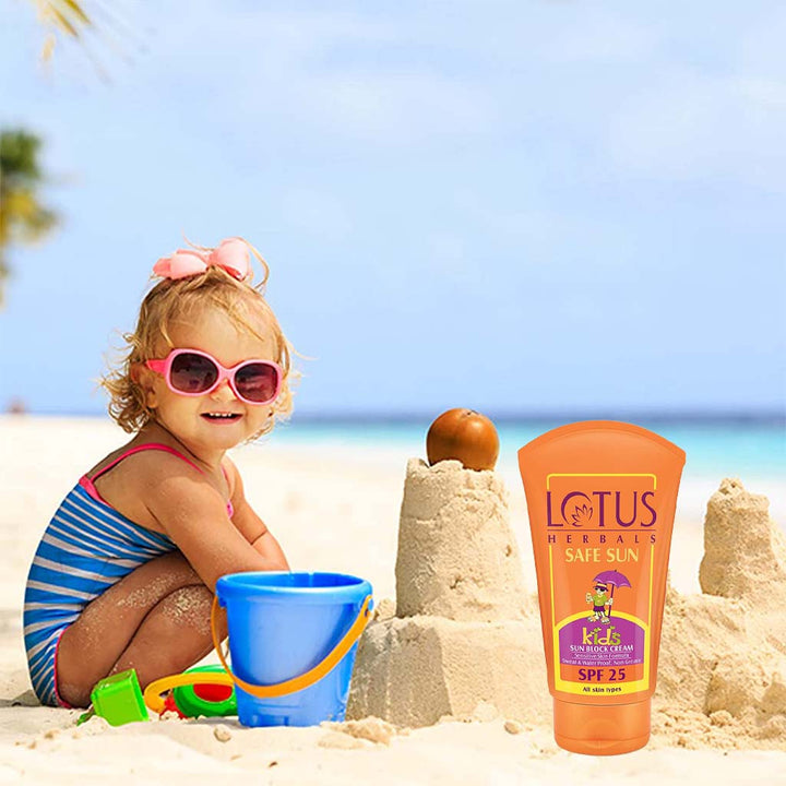 Lotus Herbals Safe Sun SPF 25 Kids Sun Block Cream Sensitive Skin Formula 100g - Easy Pharmacy LLC