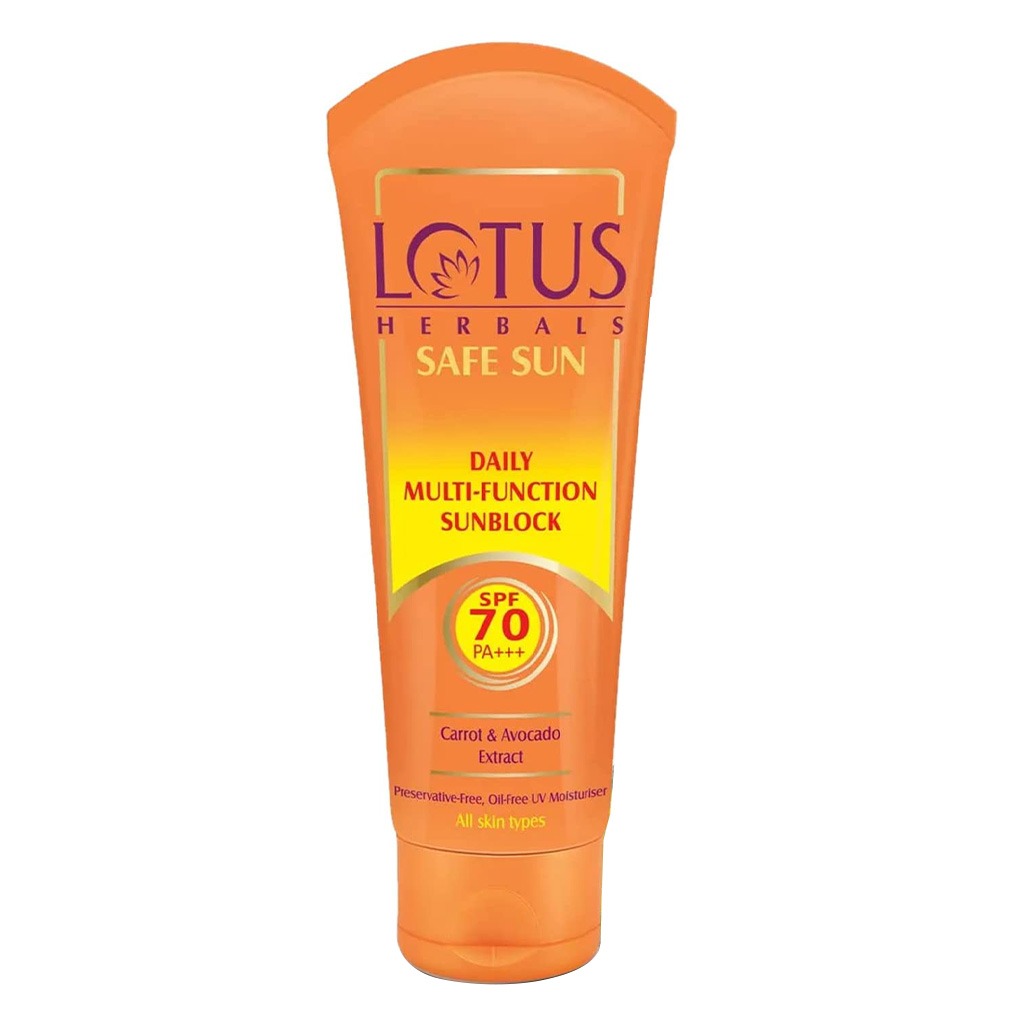 Lotus Herbals Safe Sun Daily Multi-function SPF 70 PA+++ Face Sun Block For All Skin Types 60g - Easy Pharmacy LLC