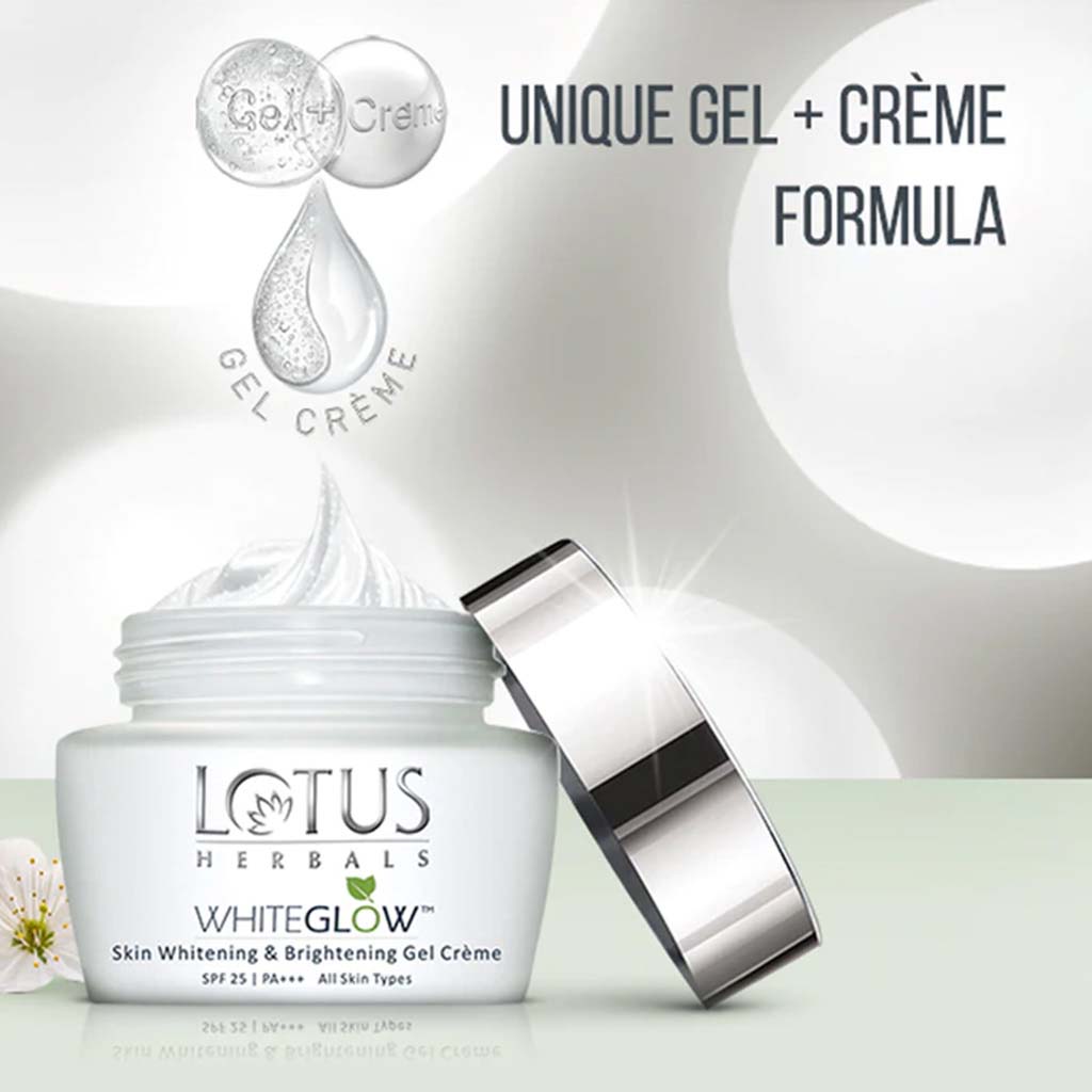 Lotus Herbals Whiteglow SPF 25 PA+++ Skin Whitening & Brightening Day Gel Cream 60g + Lotus Herbals Whiteglow Skin Whitening & Brightening Nourishing Night Cream 60g PROMO PACK - Easy Pharmacy LLC