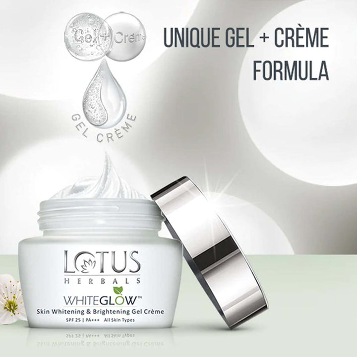 Lotus Herbals Whiteglow SPF 25 PA+++ Skin Whitening & Brightening Day Gel Cream 60g + Lotus Herbals Whiteglow Skin Whitening & Brightening Nourishing Night Cream 60g PROMO PACK - Easy Pharmacy LLC