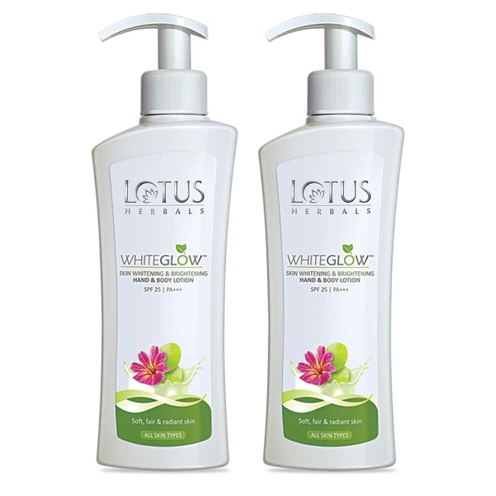 Lotus Herbals Whiteglow SPF25 PA+++ Skin Whitening & Brightening Hand And Body Lotion, PROMO PACK OF 2 x 300ml - Easy Pharmacy LLC