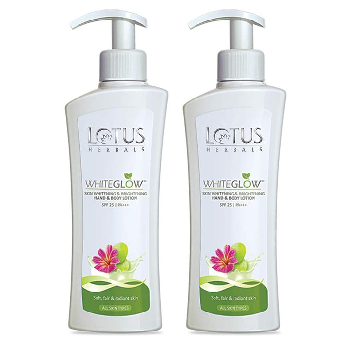 Lotus Herbals Whiteglow SPF25 PA+++ Skin Whitening & Brightening Hand And Body Lotion, PROMO PACK OF 2 x 300ml - Easy Pharmacy LLC