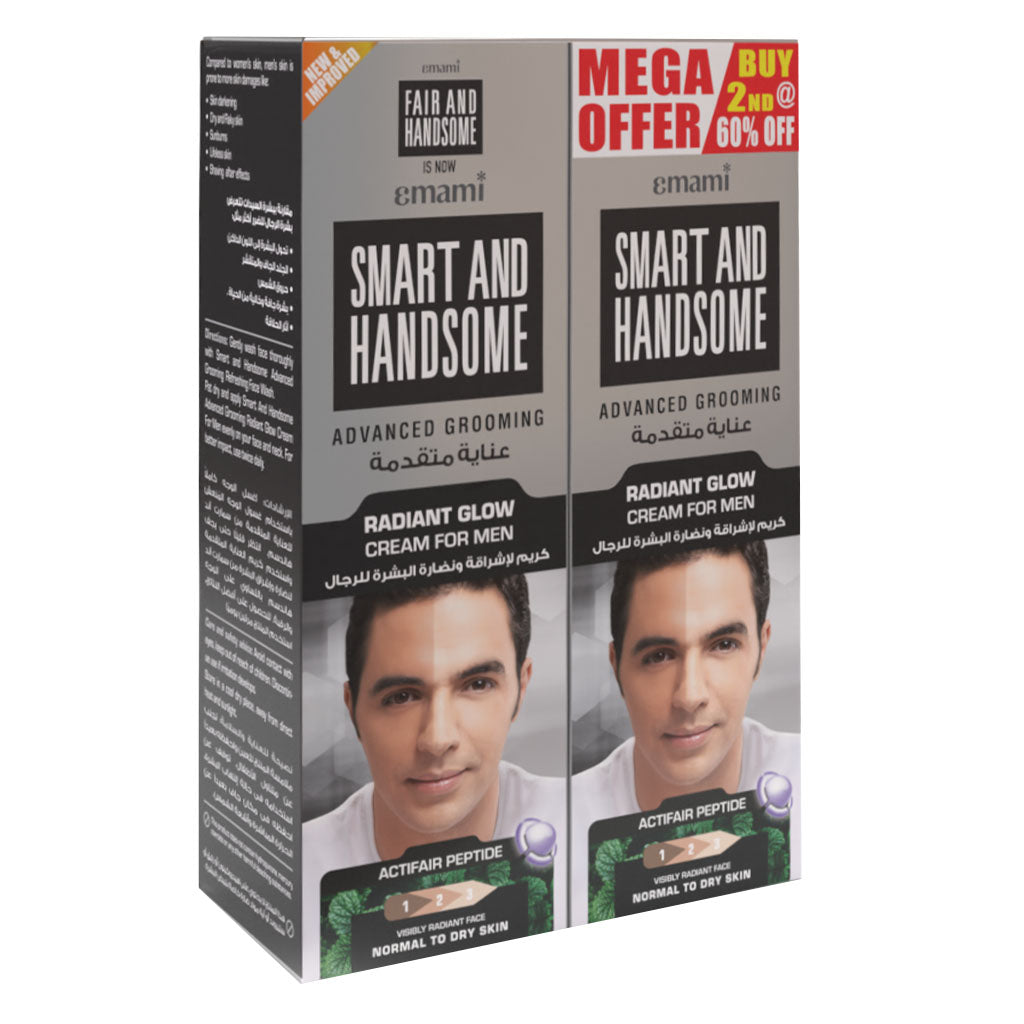 Emami Smart & Handsome Advanced Grooming Radiant Glow Cream For Men 2 x 100ml Promo Pack - Easy Pharmacy LLC
