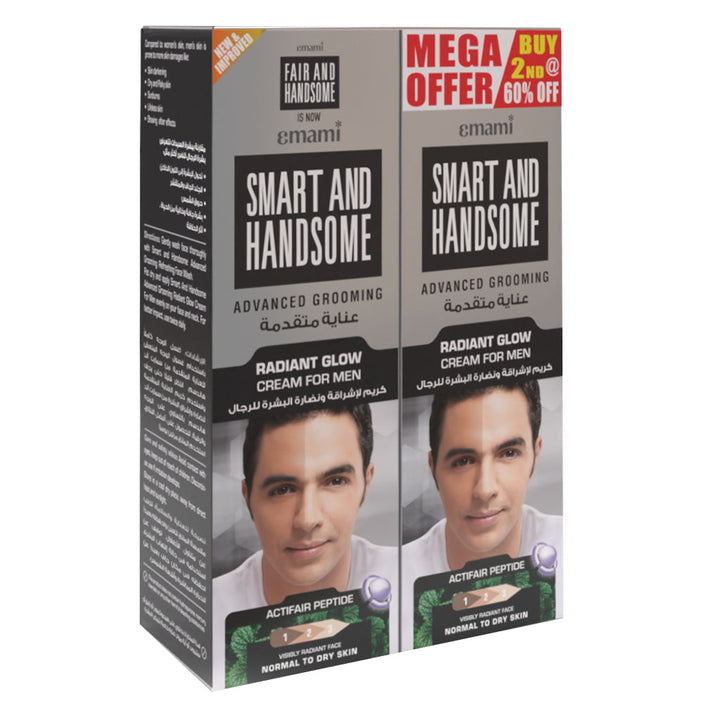 Emami Smart & Handsome Advanced Grooming Radiant Glow Cream For Men 2 x 100ml Promo Pack - Easy Pharmacy LLC