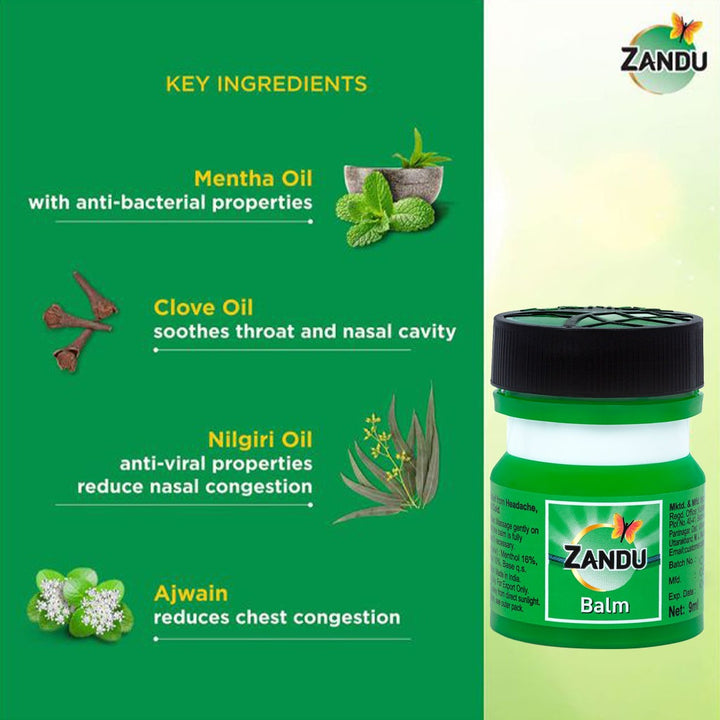Zandu Balm Promo 9ml, Pack of 5+1 - Easy Pharmacy LLC