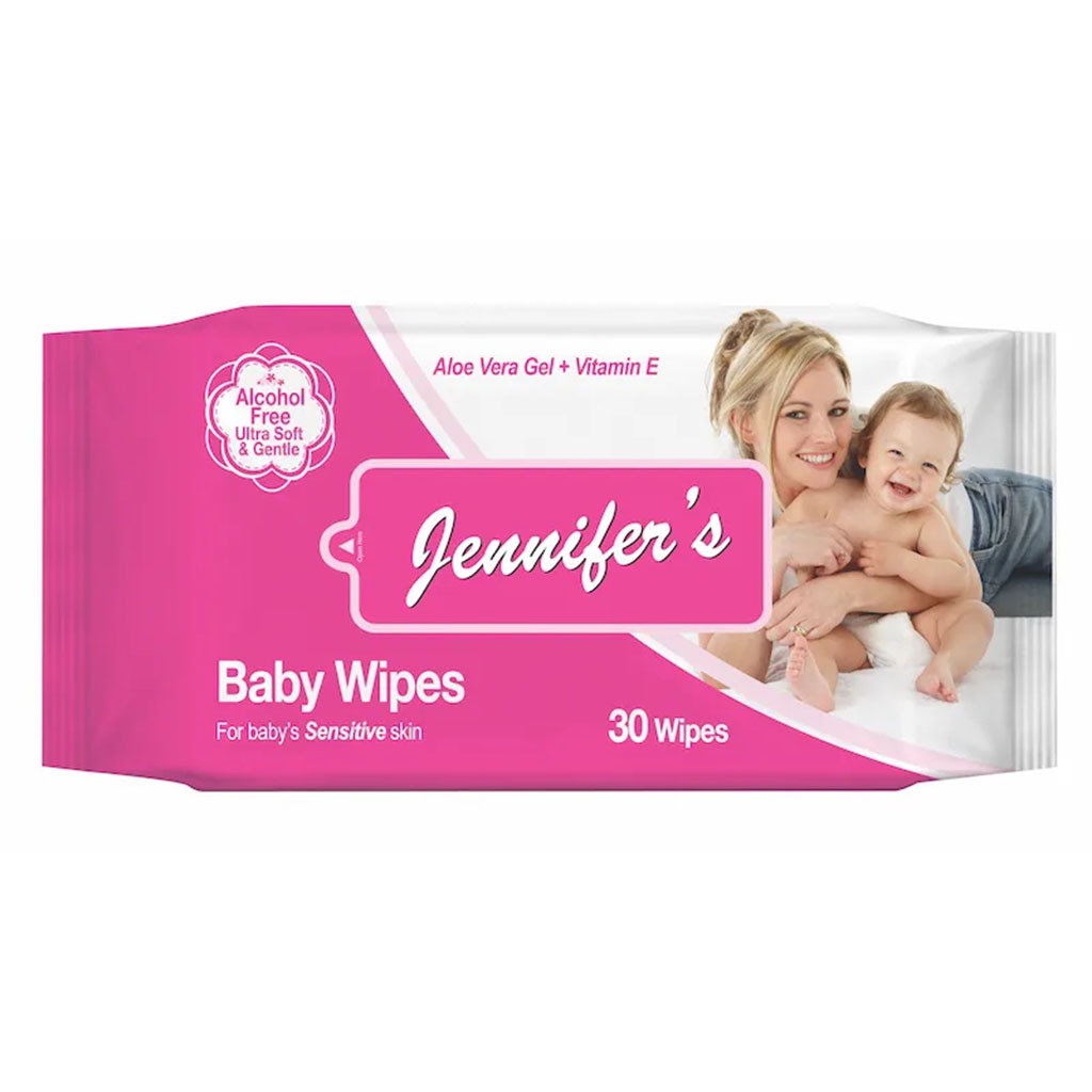 Jennifer's Alcohol Free Baby Wipes For Sensitive Skin With Aloevera & Vitamin E, Pack of 30's - Easy Pharmacy LLC