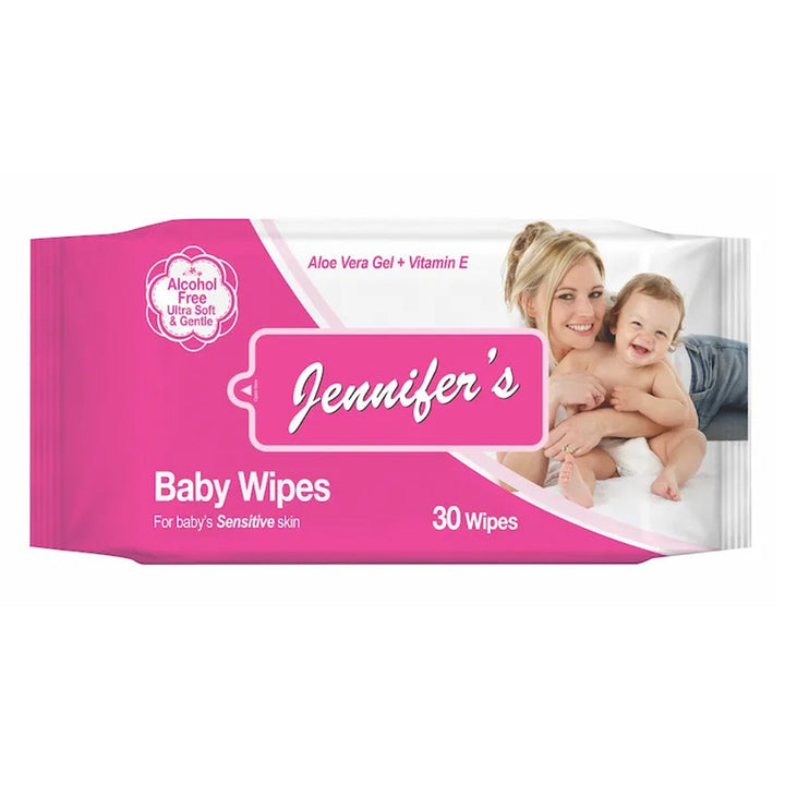 Jennifer's Alcohol Free Baby Wipes For Sensitive Skin With Aloevera & Vitamin E 30's, Pack of 8's - Easy Pharmacy LLC