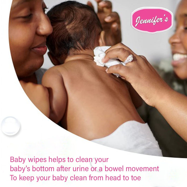 Jennifer's Alcohol Free Baby Wipes For Sensitive Skin With Aloevera & Vitamin E 80's, Pack of 8's - Easy Pharmacy LLC