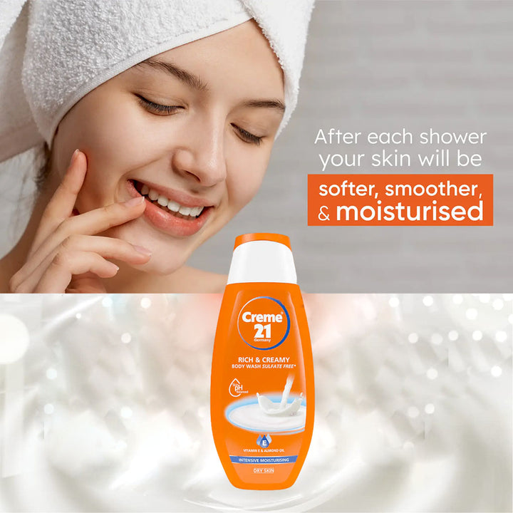 Creme 21 Intensive Moisturizing Rich & Creamy Sulfate-Free Body Wash For Dry Skin 250ml - Easy Pharmacy LLC