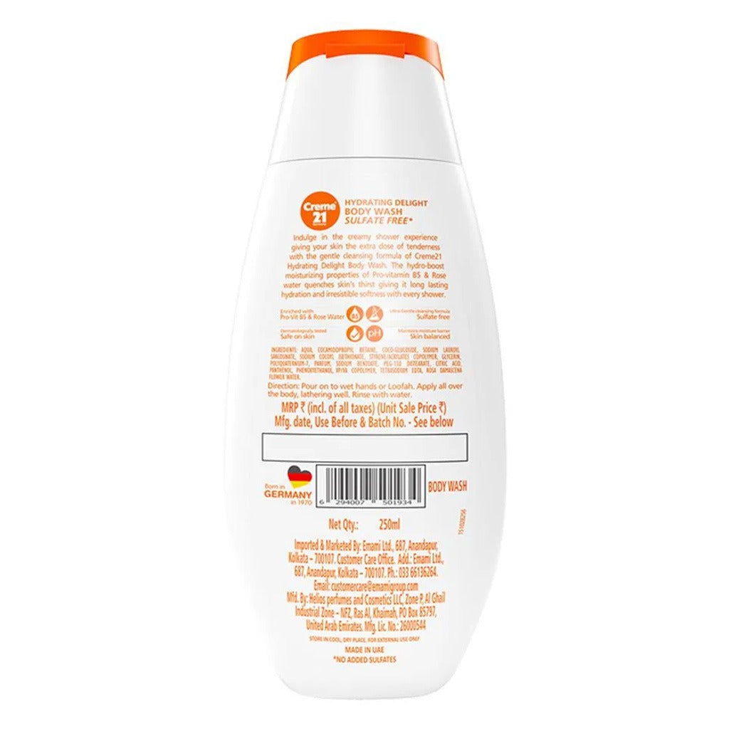 Creme 21 Hydrating Delight Aqua Soft Moisturizing Sulphate-Free Body Wash For Normal Skin 250ml - Easy Pharmacy LLC