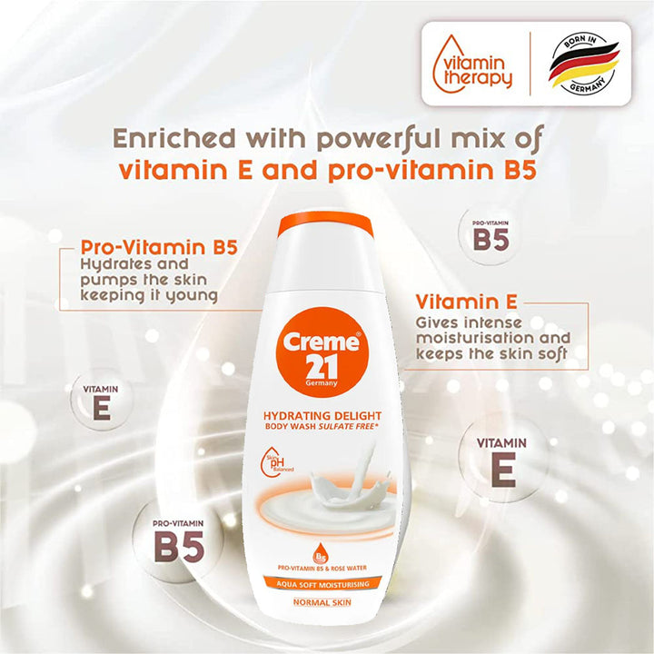 Creme 21 Hydrating Delight Aqua Soft Moisturizing Sulphate-Free Body Wash For Normal Skin 250ml - Easy Pharmacy LLC