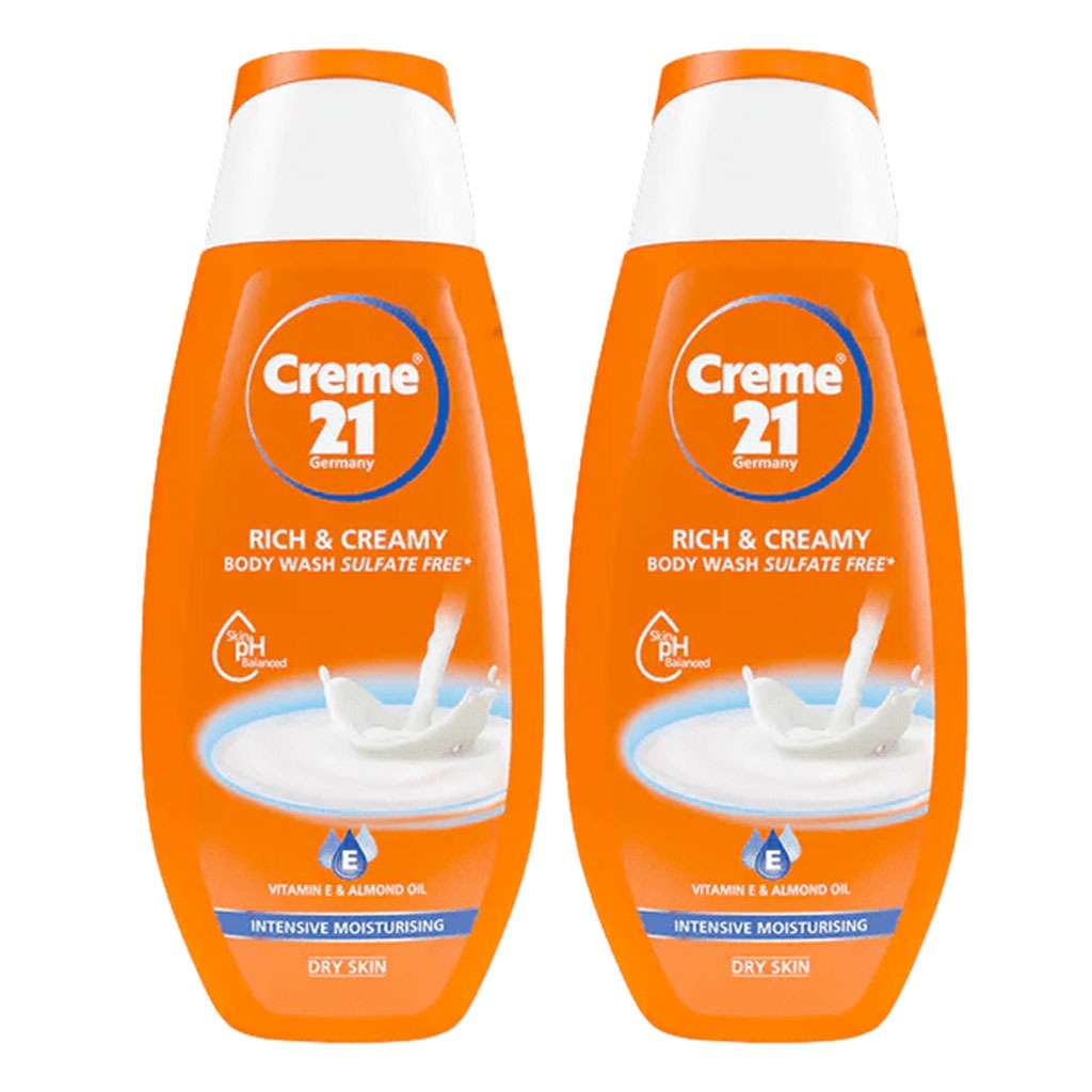 Creme 21 Intensive Moisturizing Rich & Creamy Sulfate-Free Body Wash For Dry Skin, Value Pack of 2 x 250ml - Easy Pharmacy LLC