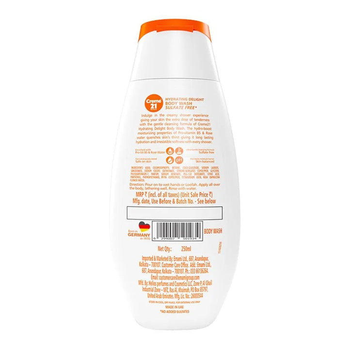 Creme 21 Hydrating Delight Aqua Soft Moisturizing Sulphate-Free Body Wash For Normal Skin, Value Pack of 2 x 250ml - Easy Pharmacy LLC