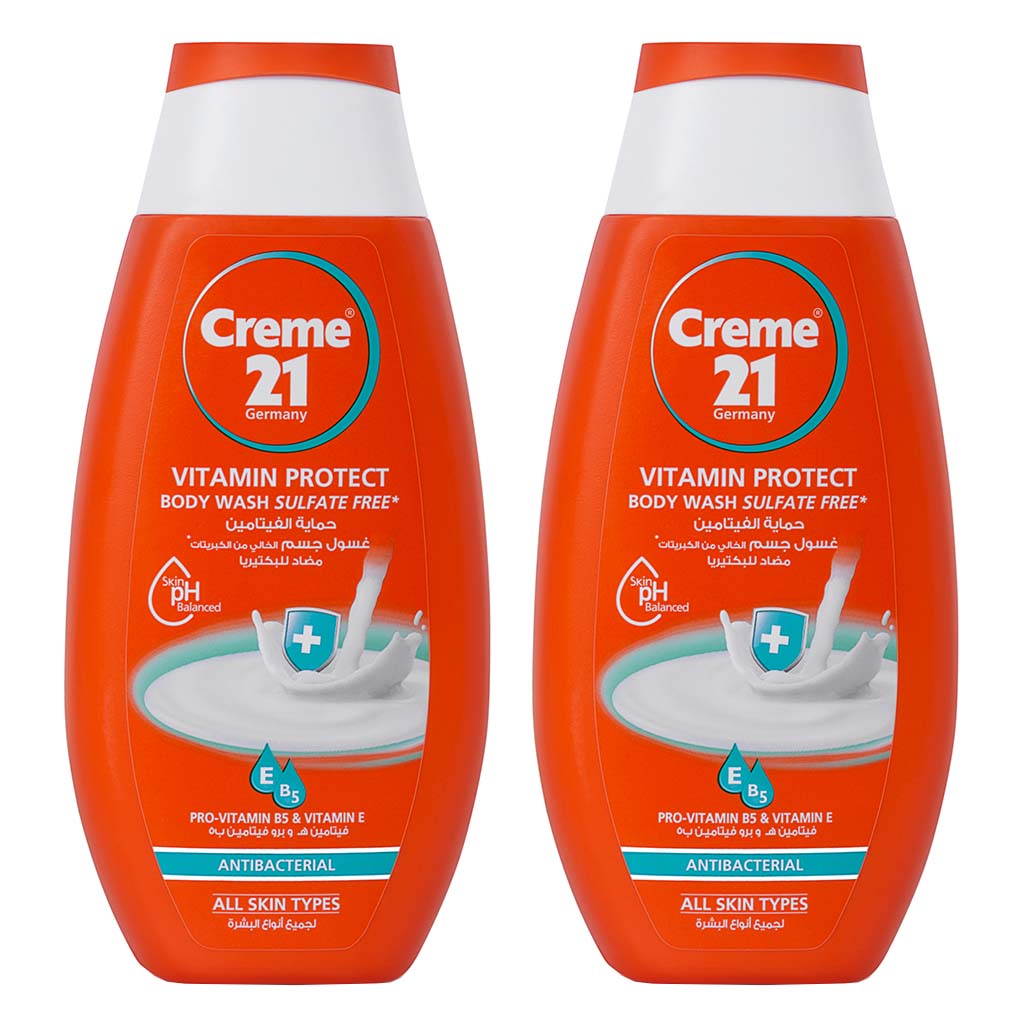 Creme 21 Sulfate-Free Vitamin Protect Anti-Bacterial Body Wash For All Skin Types 250ml, Value Pack of 2's - Easy Pharmacy LLC