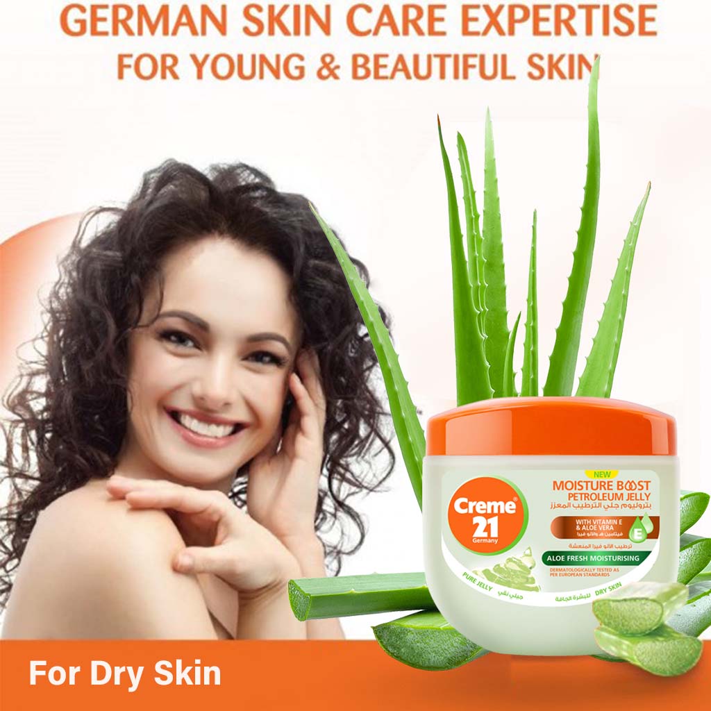 Creme 21 Aloe Fresh Moisturizing Petroleum Jelly For Dry Skin 300ml - Easy Pharmacy LLC