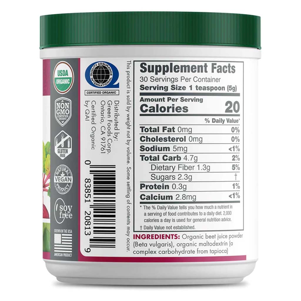 Green Foods Energy & Nitric Oxide Boosting Organic Beet Essence Juice Powder 150g - Easy Pharmacy LLC