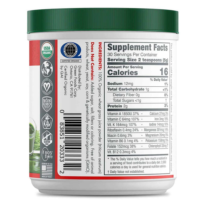 Green Foods Organic And Raw Wheatgrass Shots Freshly Squeezed Pure Juice Powder 150g - Easy Pharmacy LLC