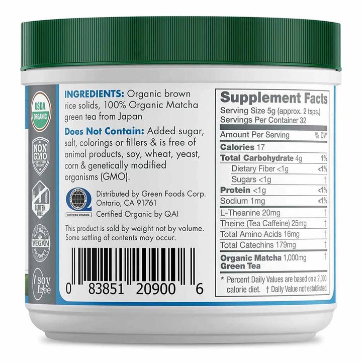 Green Foods Ceremonial Grade Matcha Green Tea Energy Blend Powder 156g - Easy Pharmacy LLC